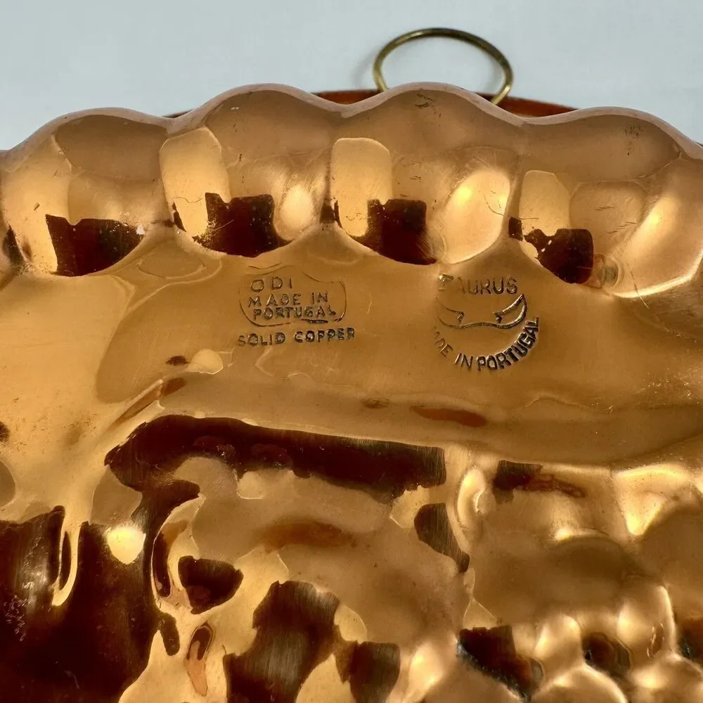 Large Oval Mold Copper Tin Lined Jelly Pudding Mold Fruit Design 13.5